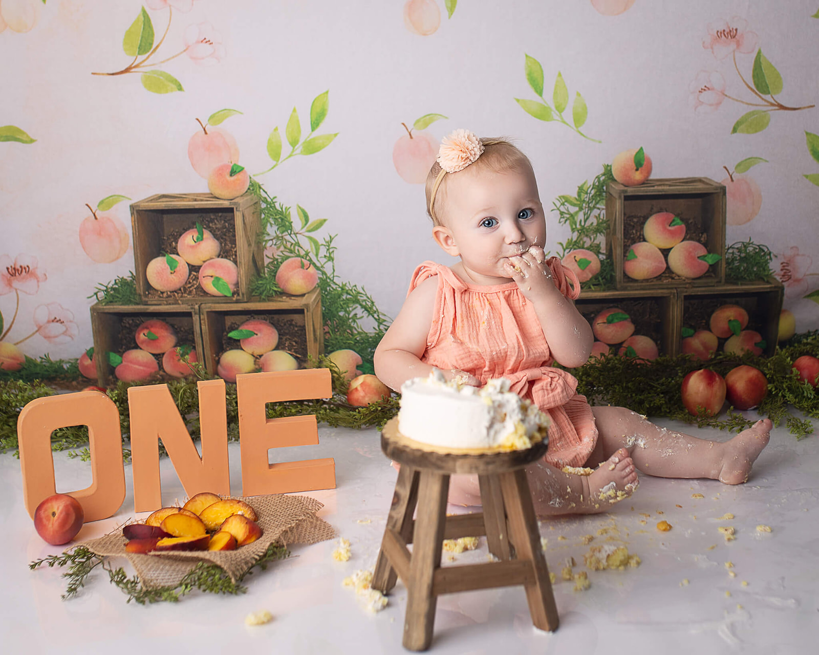 Akron, OH newborn photographer captures little one during their cake smash photoshoot